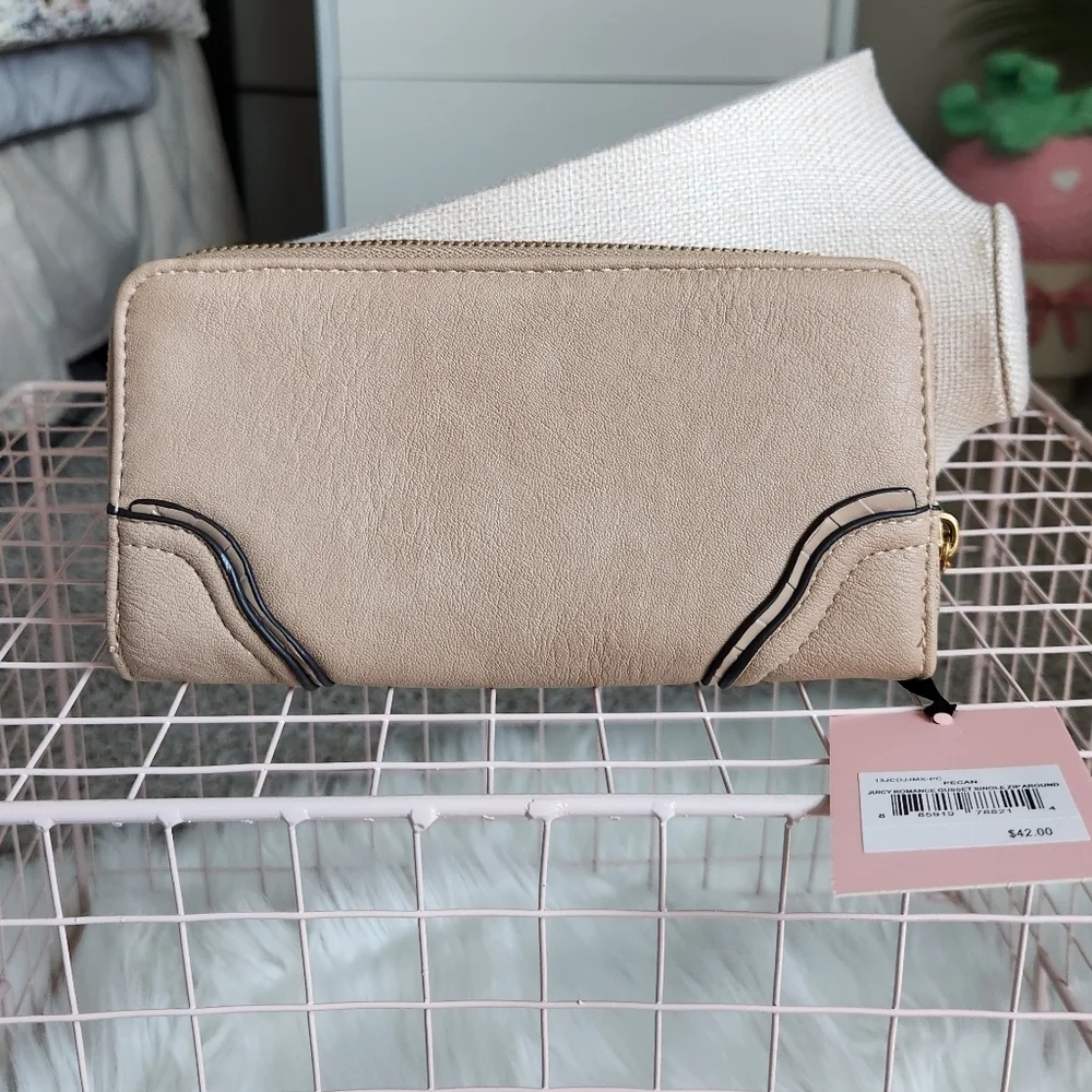 Juicy Couture Beige Wallet with Vintage Gold Accents